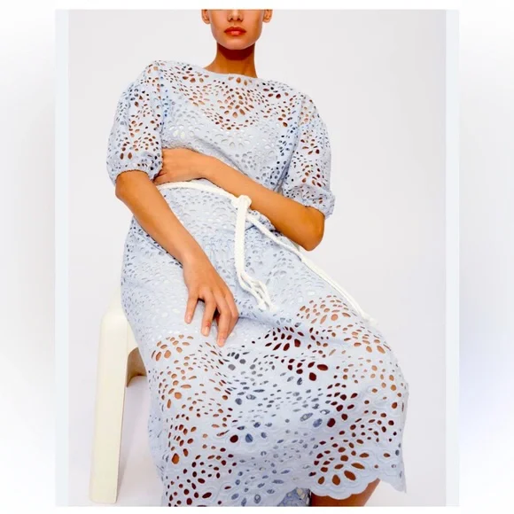 MAJE Elegant Light Blue Lace Dress NWT